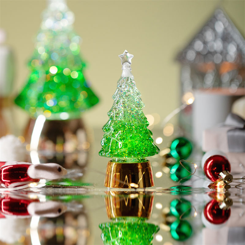 Glitter Christmas Tree Ornaments Desk Decorations Glowing Swirl Night Light Christmas Gift Idea