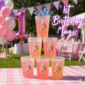 Personalized Plastic Cups with Faces | Personalized First Birthday Party Favors