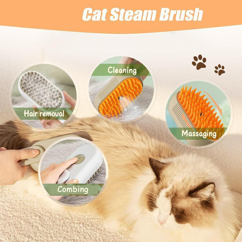Pet Steam Brush-Grooming and Deshedding Comb USB Rechargeable